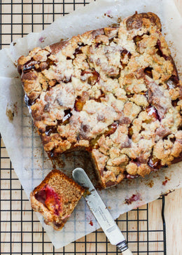 Spiced plum streusel cake
